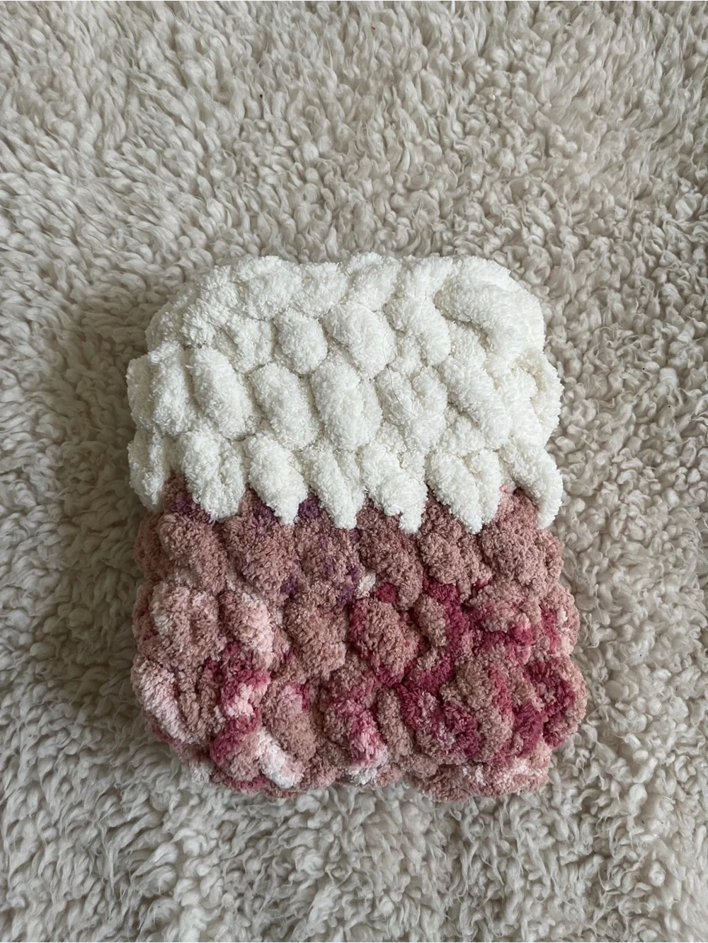 Chunky Two-Tone Cozy Kindle Sleeve - Cream & Dusty Rose